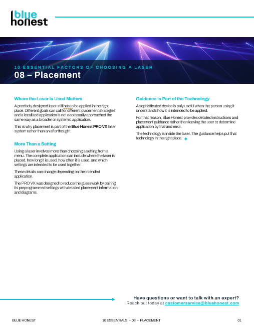 '10 ESSENTIAL FACTORS OF CHOOSING A LASER' – Section 8 – Placement